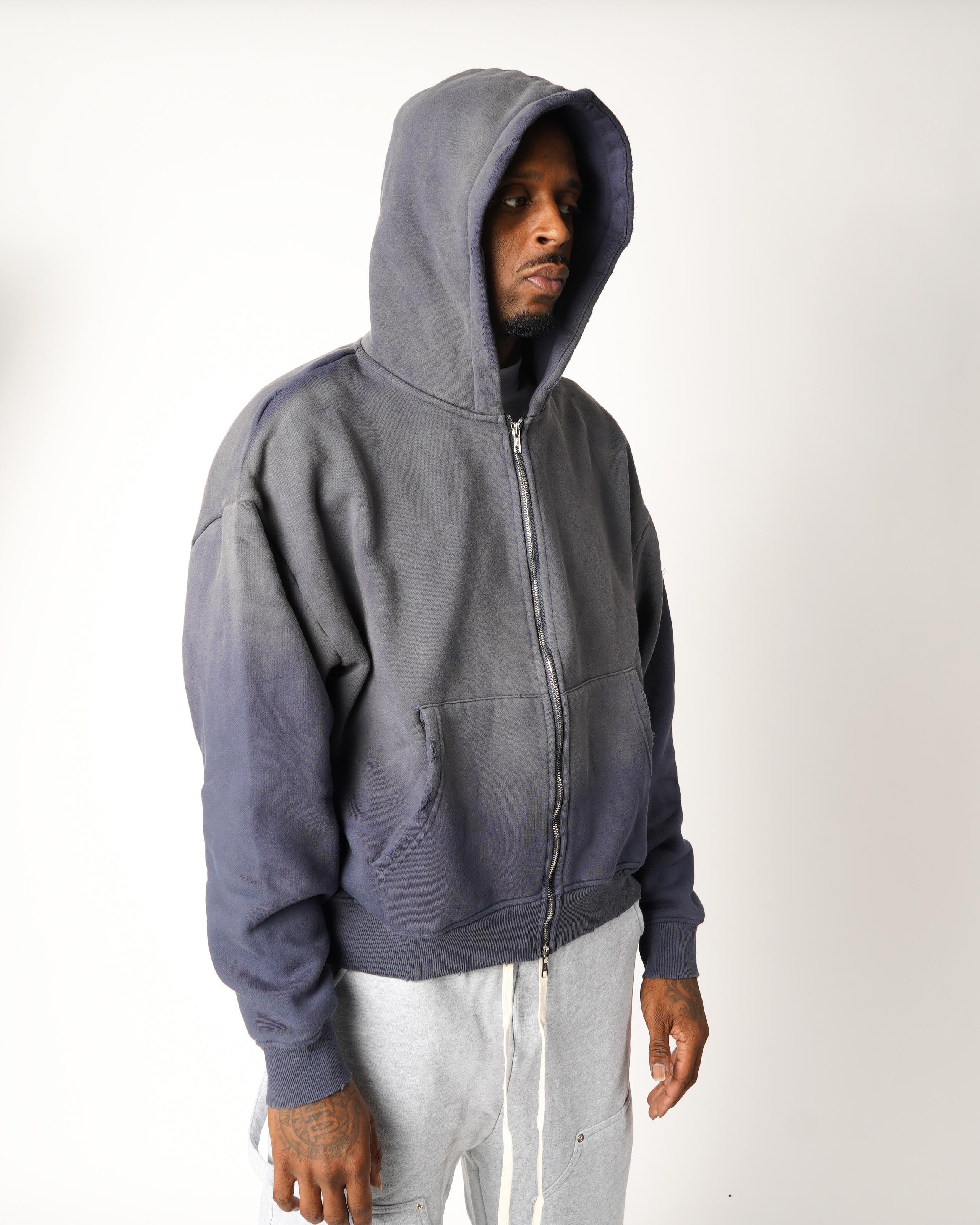 Storm Fade Zip Up Hoodie - Navy