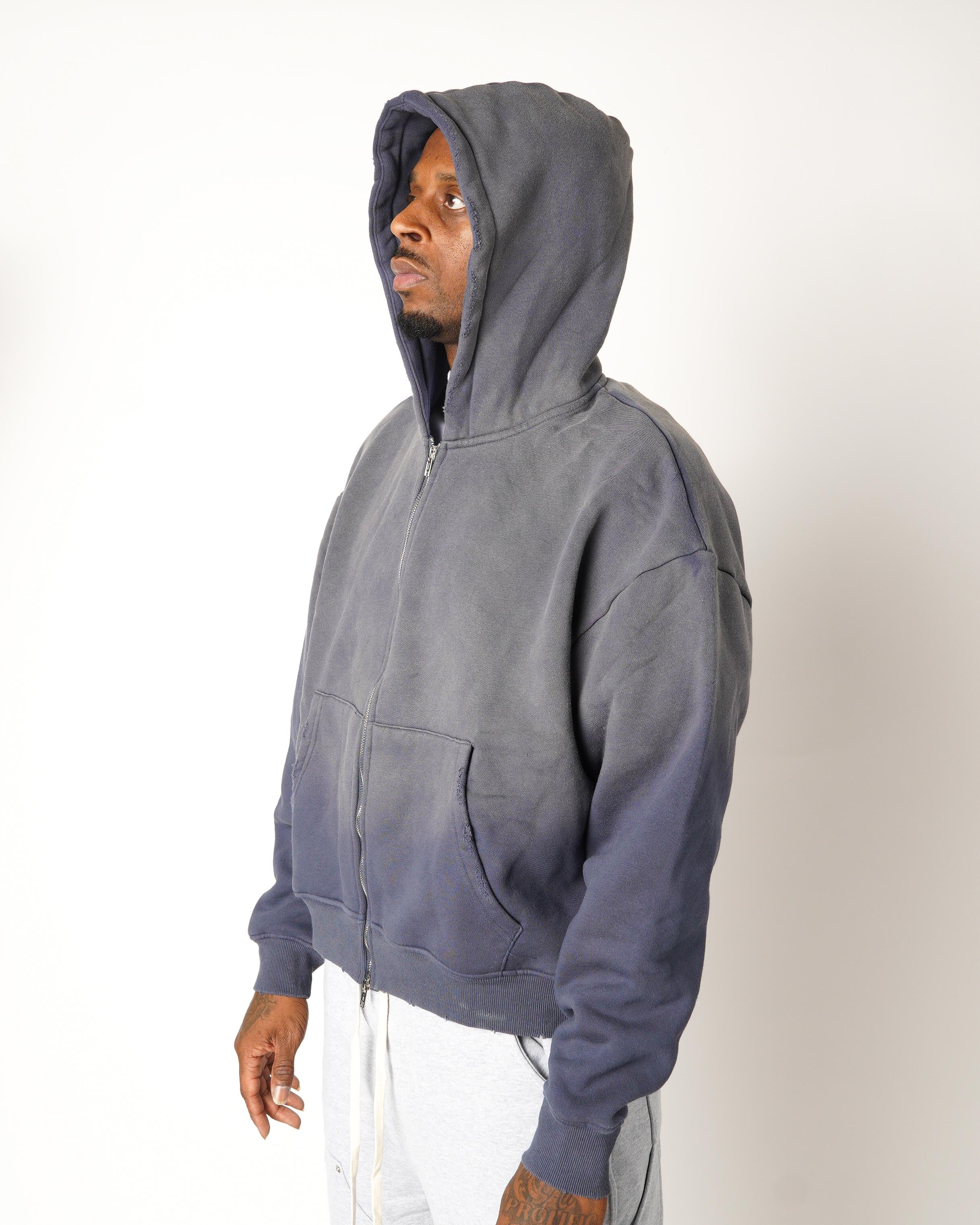 Storm Fade Zip Up Hoodie - Navy