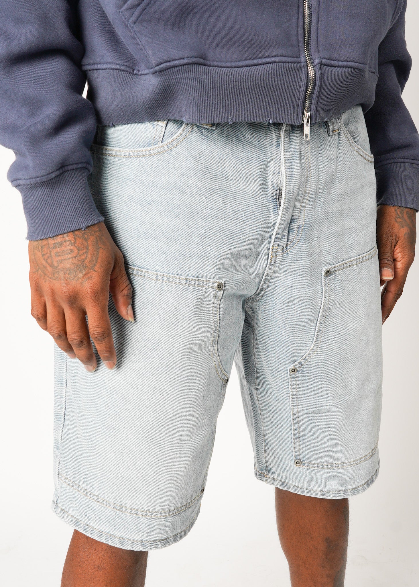 Baggy Carpenter Jorts - Light Denim