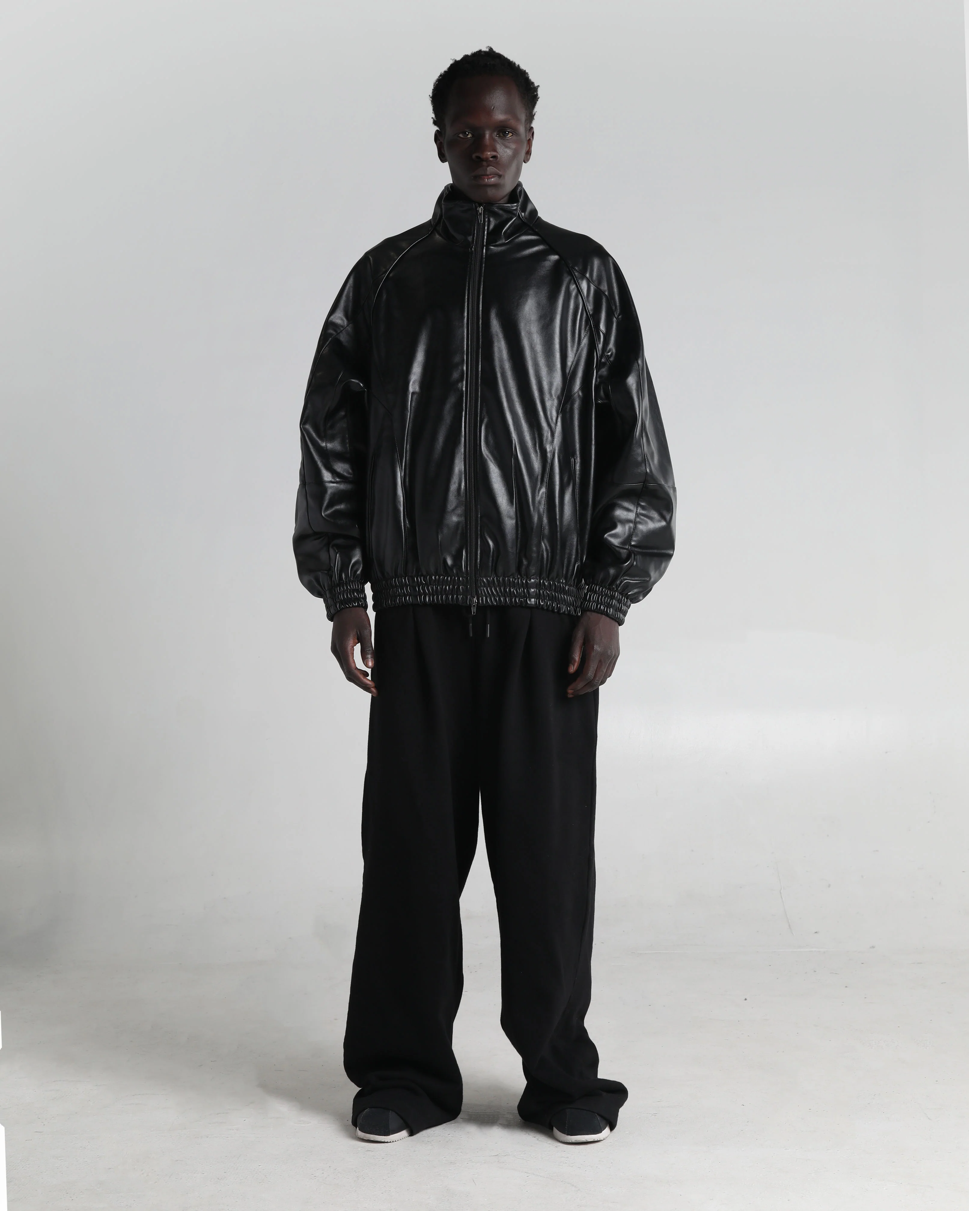 Prime Leather Varsity Jacket - Black