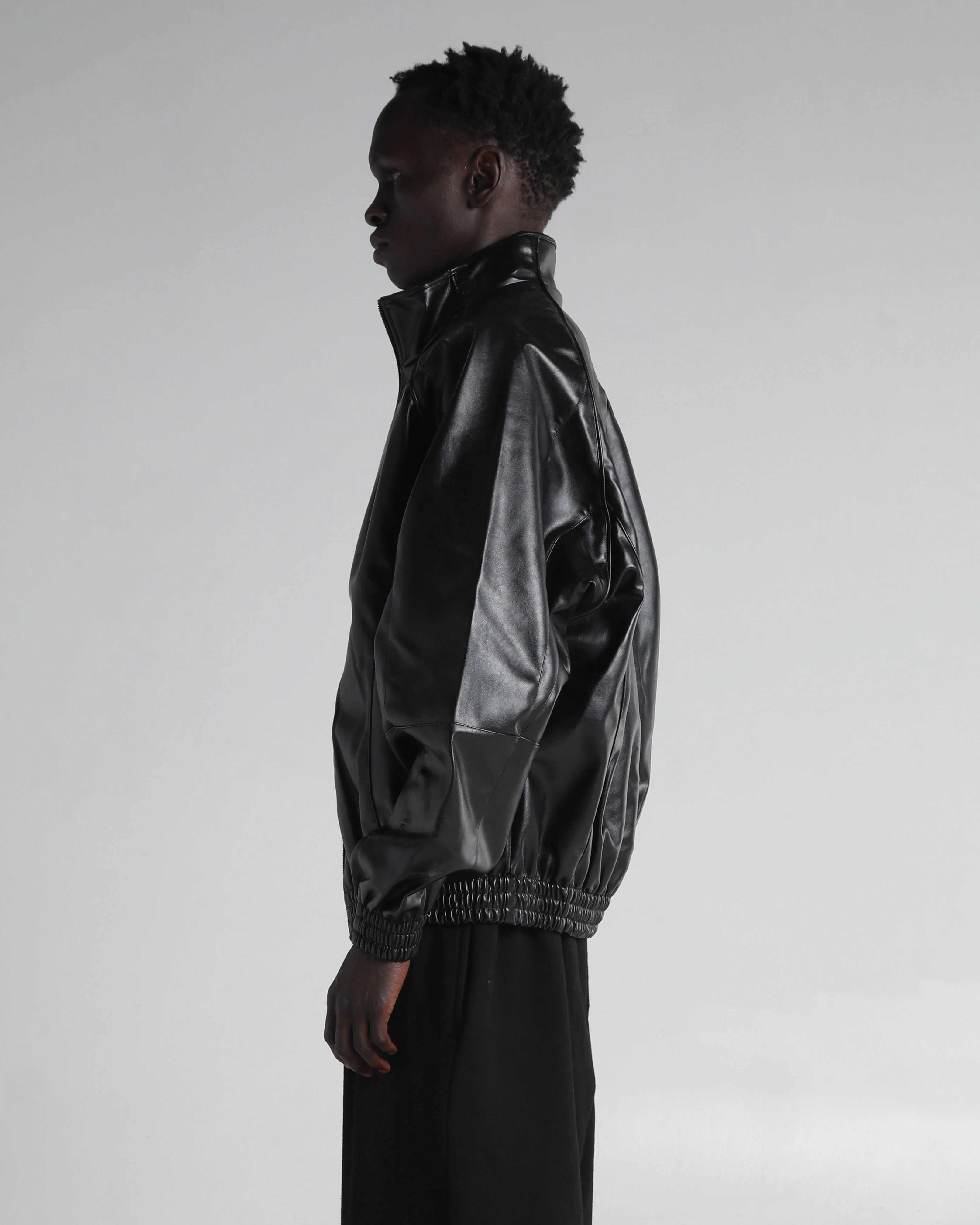 Prime Leather Varsity Jacket - Black