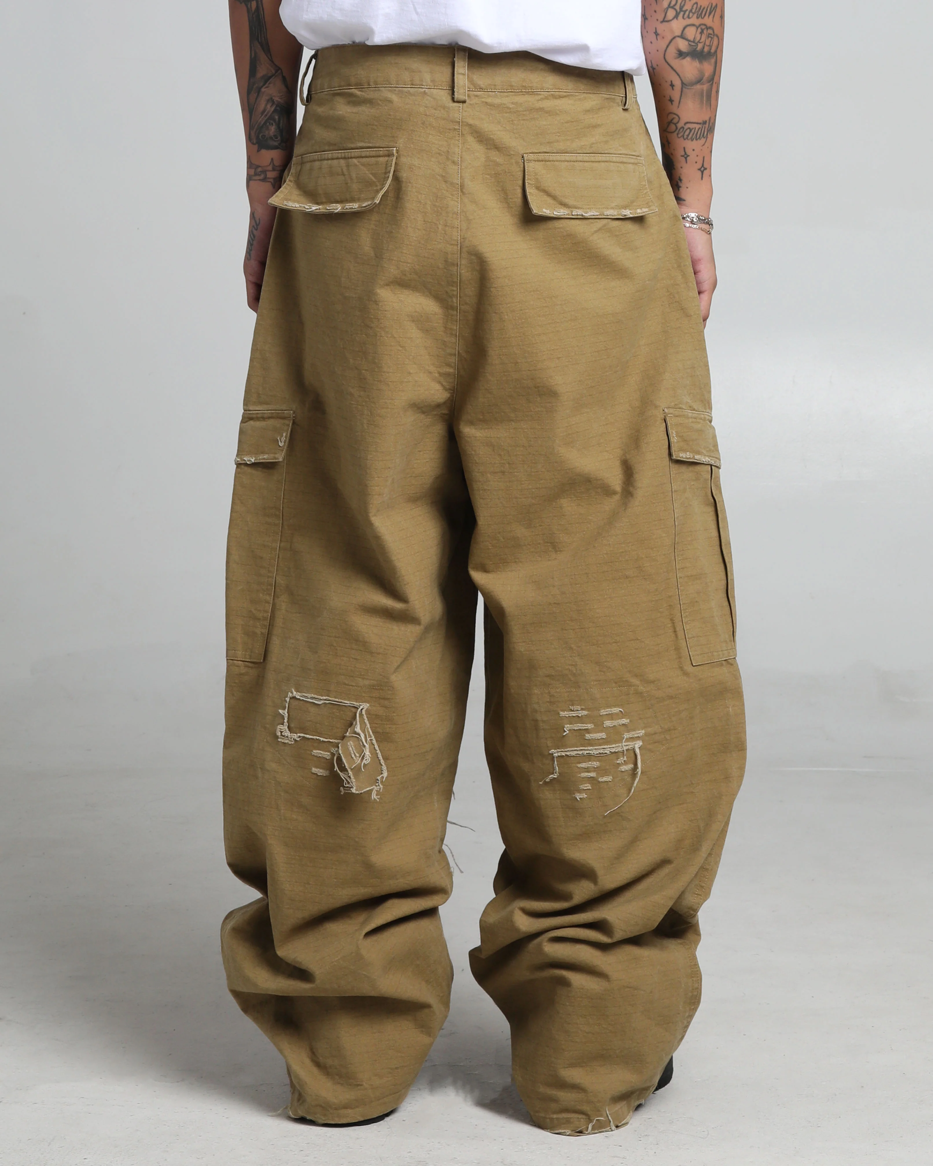 Ripped Utility Cargos Khaki